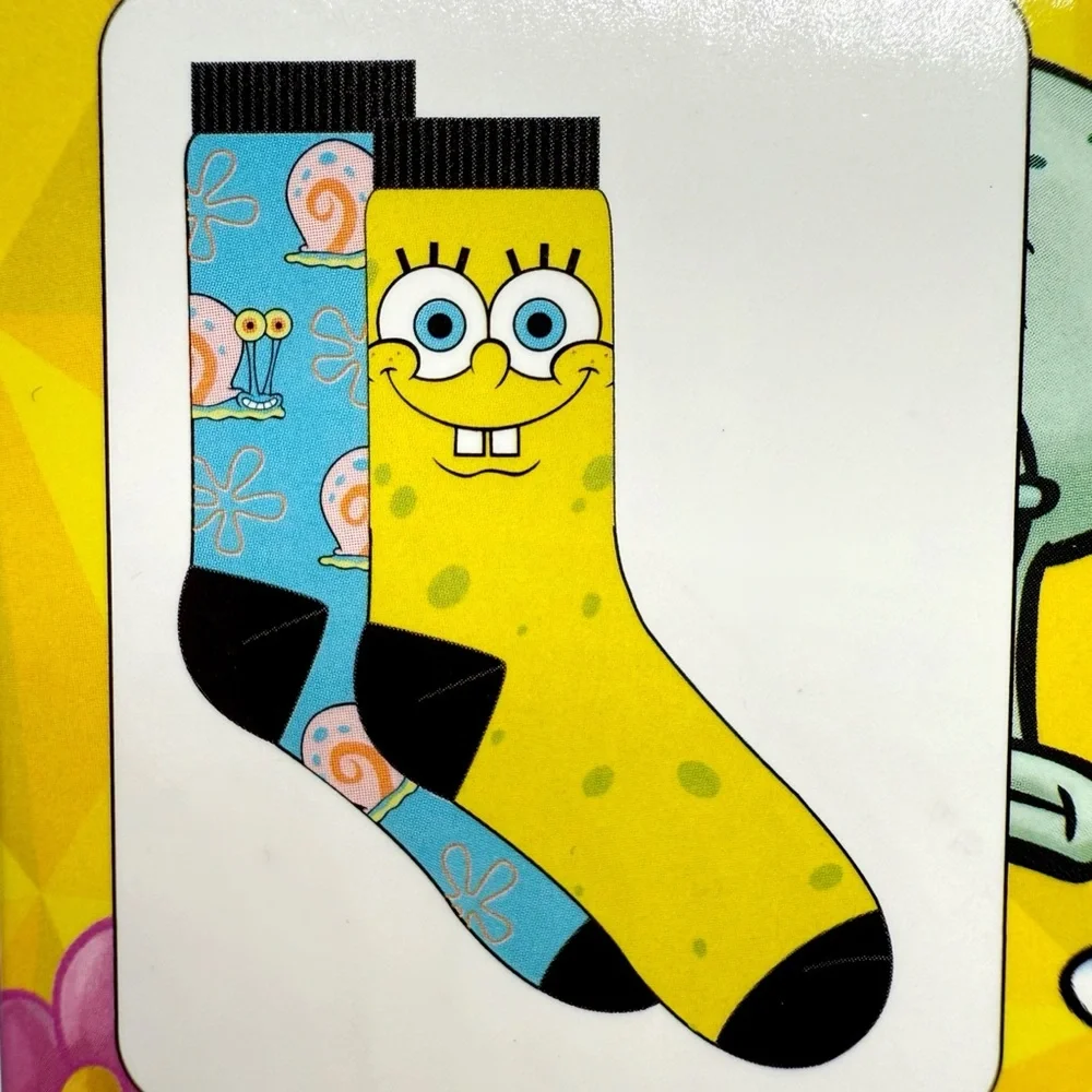 SpongeBob SquarePants Crew Socks Womens Mens Gary Snail Nickelodeon Fun Y2K Gift